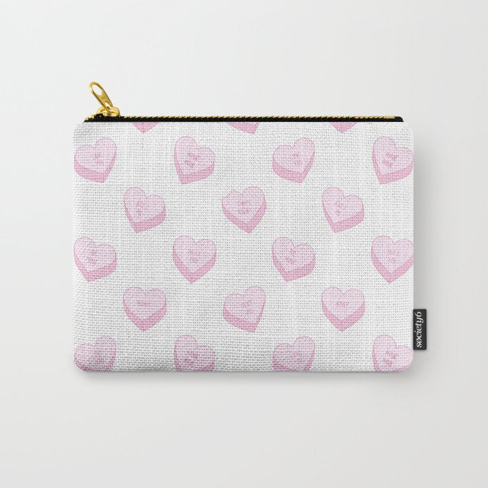 Pink love heart candy pattern Carry All Pouch Gallery Image 1