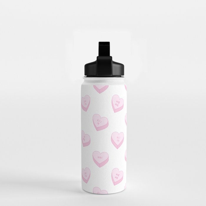 Pink love heart candy pattern Water Bottle Gallery Image 2