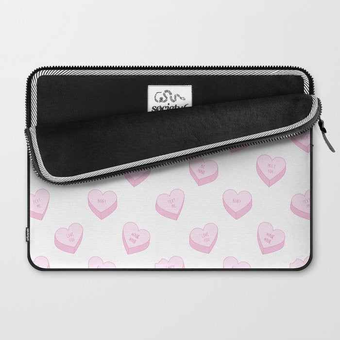 Pink love heart candy pattern Laptop Sleeve Gallery Image 2