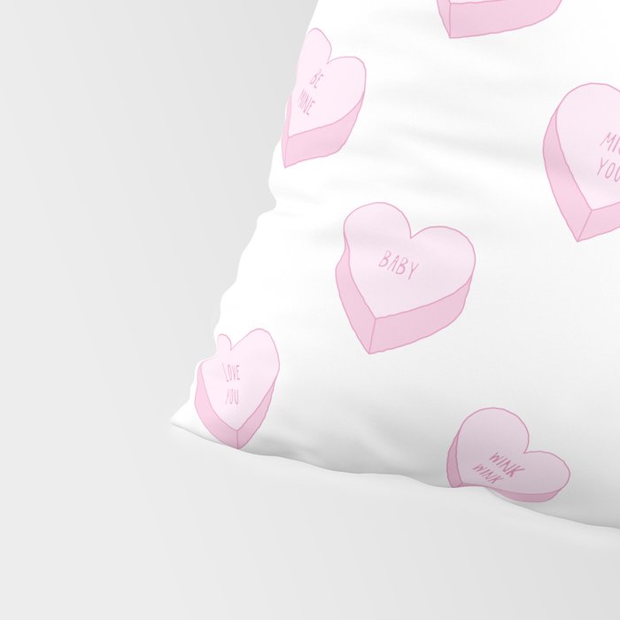 Pink love heart candy pattern Pillow Sham Gallery Image 4
