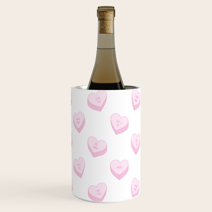 Pink love heart candy pattern Wine Chiller Gallery Image 2