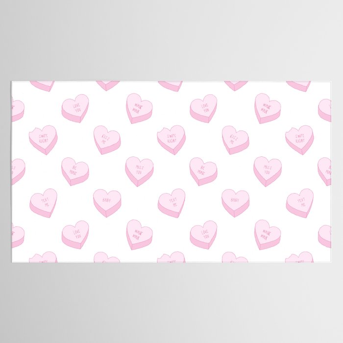 Pink love heart candy pattern Tablecloth Gallery Image 2