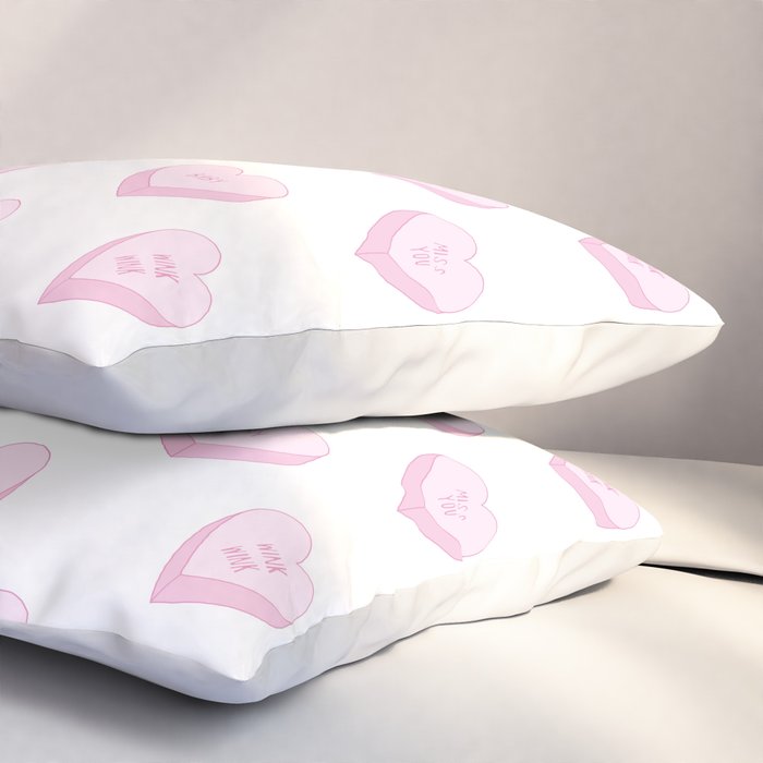 Pink love heart candy pattern Pillow Sham Gallery Image 3