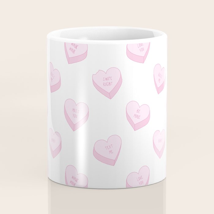Pink love heart candy pattern Coffee Mug Gallery Image 4