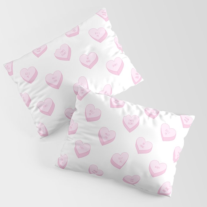 Pink love heart candy pattern Pillow Sham Gallery Image 1