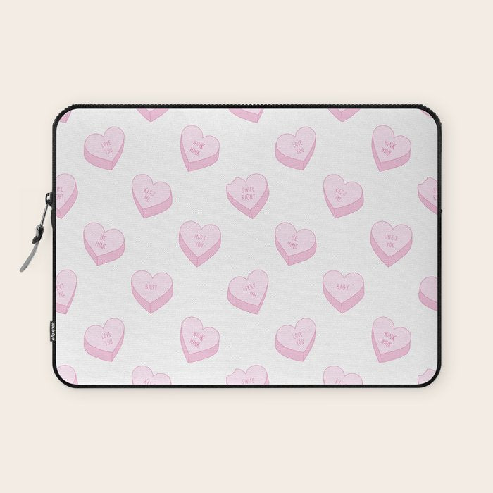Pink love heart candy pattern Laptop Sleeve Gallery Image 1