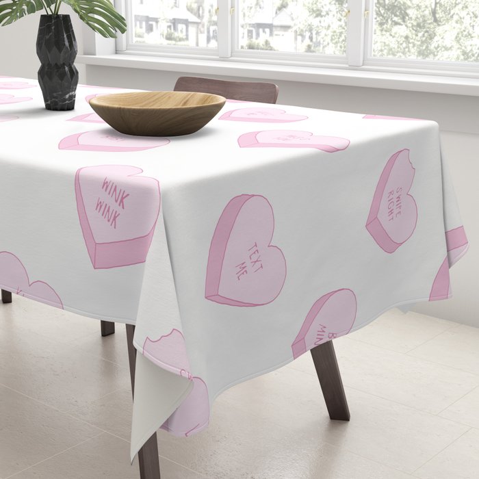 Pink love heart candy pattern Tablecloth Gallery Image 3