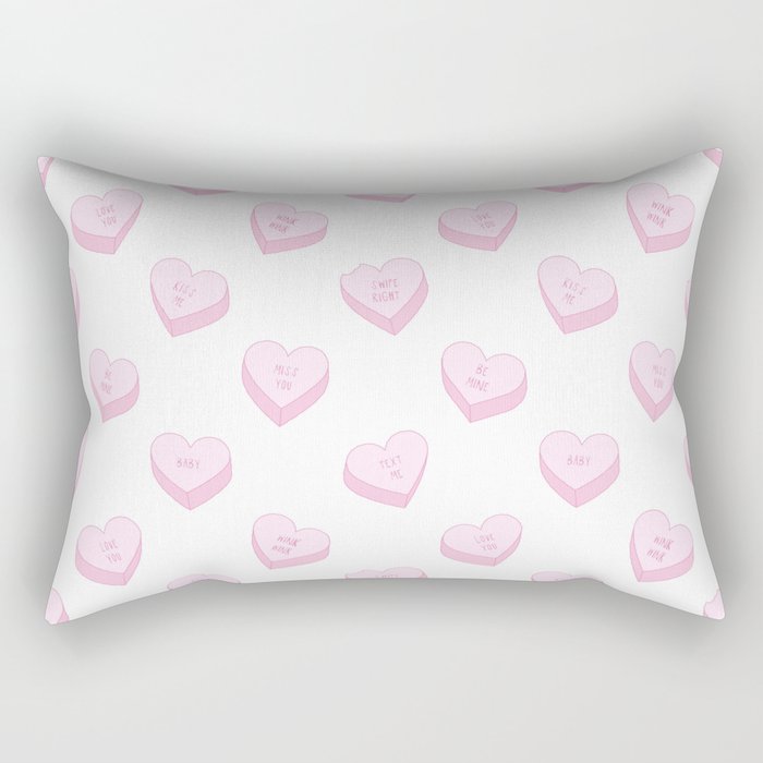 Pink love heart candy pattern Rectangular Pillow Gallery Image 1