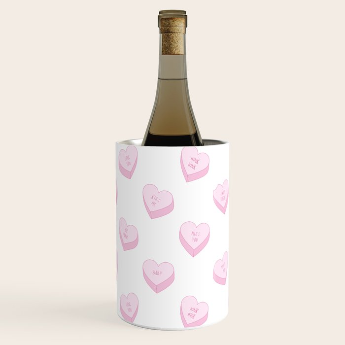 Pink love heart candy pattern Wine Chiller Gallery Image 3