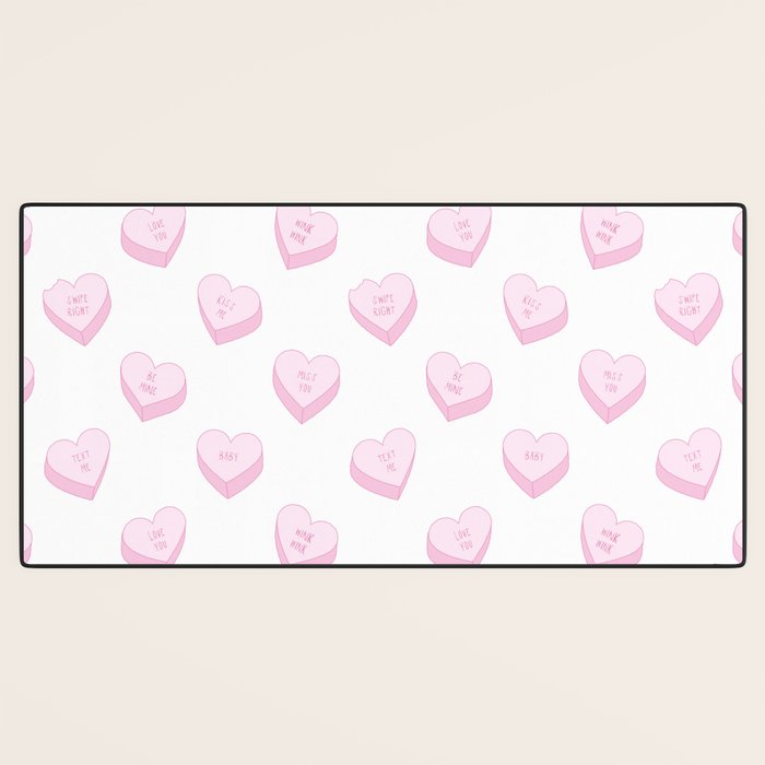 Pink love heart candy pattern Desk Mat Gallery Image 3