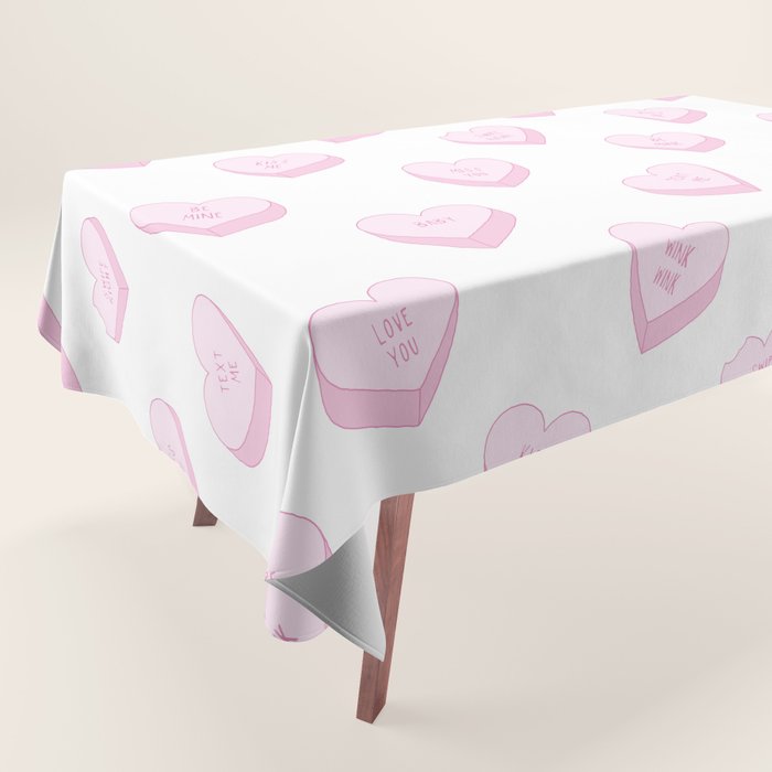 Pink love heart candy pattern Tablecloth Gallery Image 1