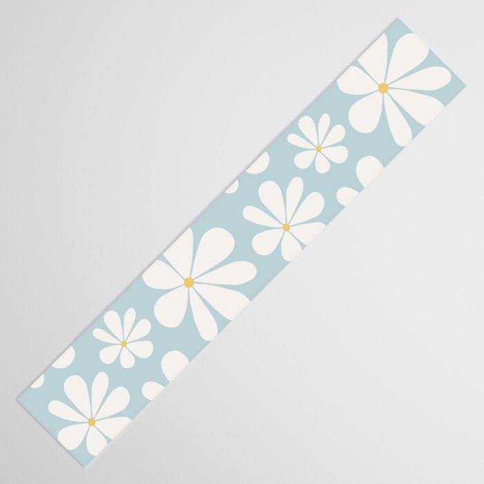 Retro Daisy Pattern - Pastel Blue Table Runner Gallery Image 3