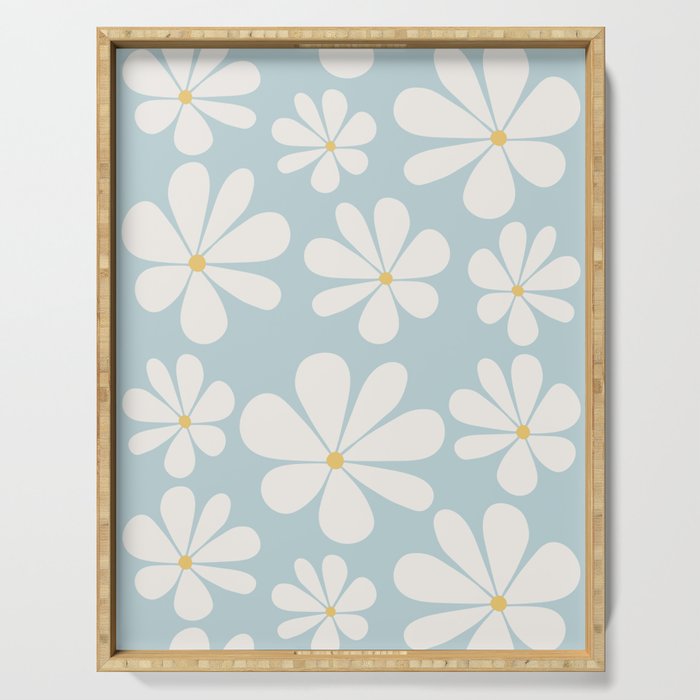 Retro Daisy Pattern - Pastel Blue Serving Tray Gallery Image 1