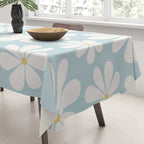 Retro Daisy Pattern - Pastel Blue Tablecloth Gallery Image 3