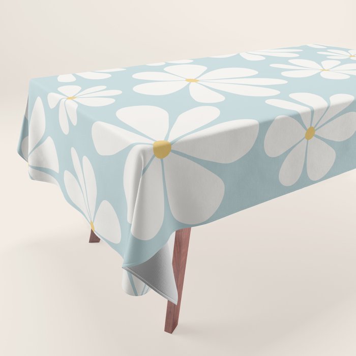 Retro Daisy Pattern - Pastel Blue Tablecloth Gallery Image 1