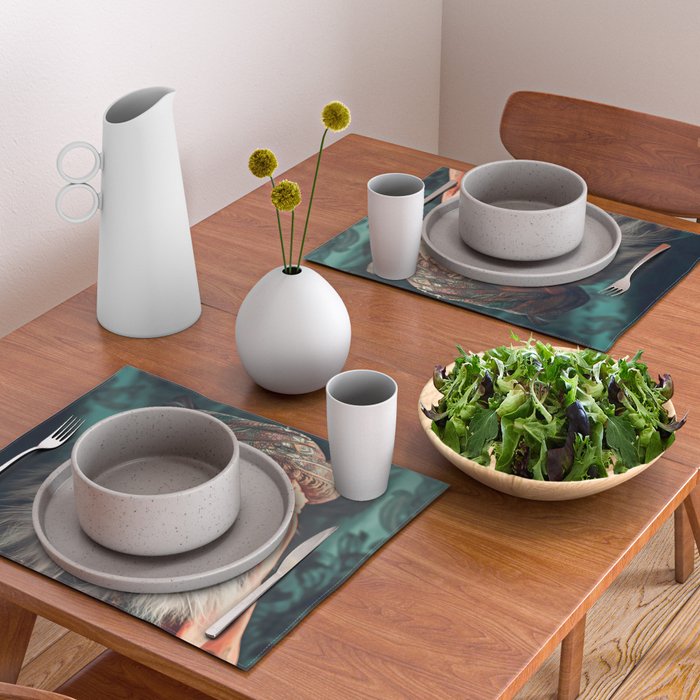 Namastig, Retro Portrait Tiger Prints Placemat Gallery Image 2