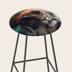 Namastig, Retro Portrait Tiger Prints Stool Gallery Image 2