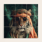 Namastig, Retro Portrait Tiger Prints Wood Wall Art Gallery Image 1