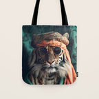 Namastig, Retro Portrait Tiger Prints Tote Bag Gallery Image 1