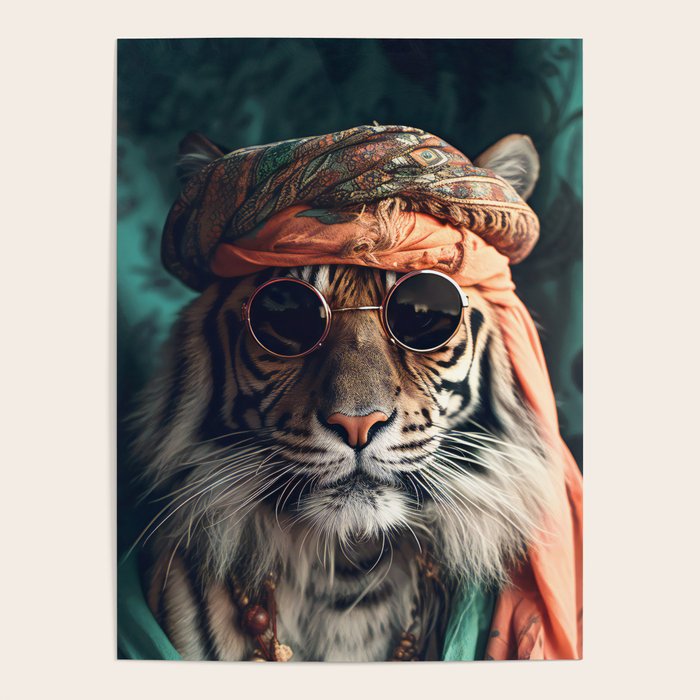 Namastig, Retro Portrait Tiger Prints Poster Gallery Image 1
