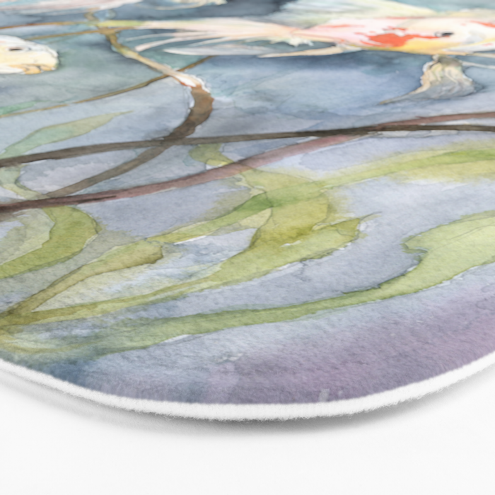 Koi Fish Painting, Underwater Water Lily Bath Mat Gallery Image 3