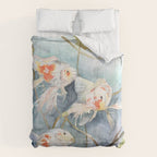 Koi Fish Painting, Underwater Water Lily Comforter Gallery Image 6