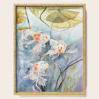 Koi Fish Painting, Underwater Water Lily Serving Tray Gallery Image 1