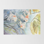 Koi Fish Painting, Underwater Water Lily Rug Gallery Image 2