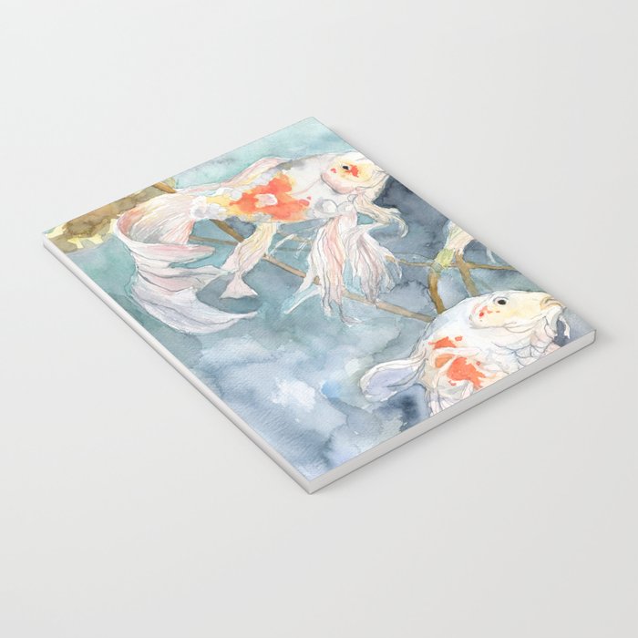 Koi Fish Painting, Underwater Water Lily Notebook Gallery Image 3