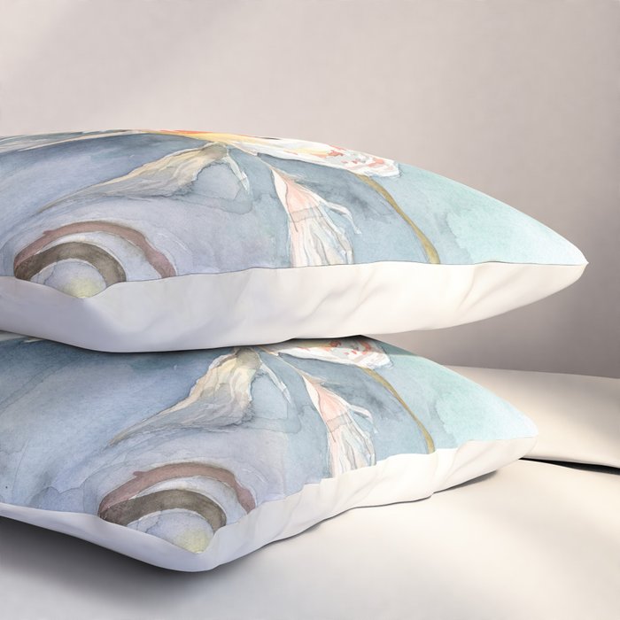 Koi Fish Painting, Underwater Water Lily Pillow Sham Gallery Image 3