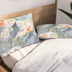 Koi Fish Painting, Underwater Water Lily Pillow Sham Gallery Image 2