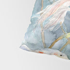 Koi Fish Painting, Underwater Water Lily Pillow Sham Gallery Image 4