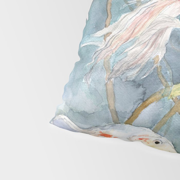 Koi Fish Painting, Underwater Water Lily Pillow Sham Gallery Image 4