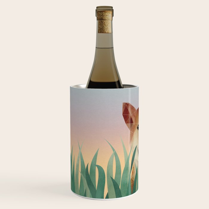 Happy Shiba in the Grass (Sunrise Dog) Wine Chiller Gallery Image 2