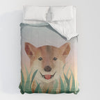 Happy Shiba in the Grass (Sunrise Dog) Comforter Gallery Image 6
