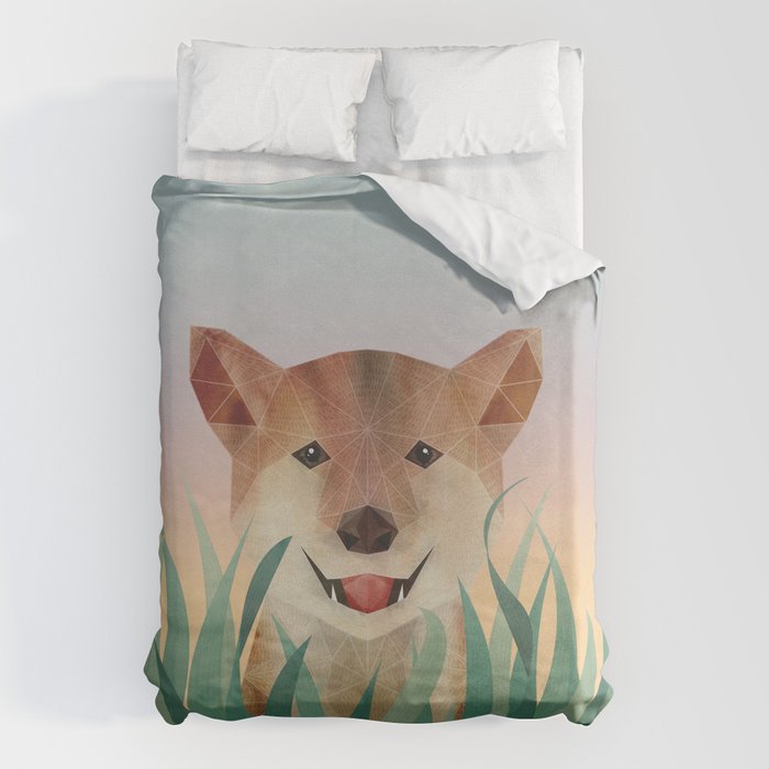 Happy Shiba in the Grass (Sunrise Dog) Duvet Cover Gallery Image 6
