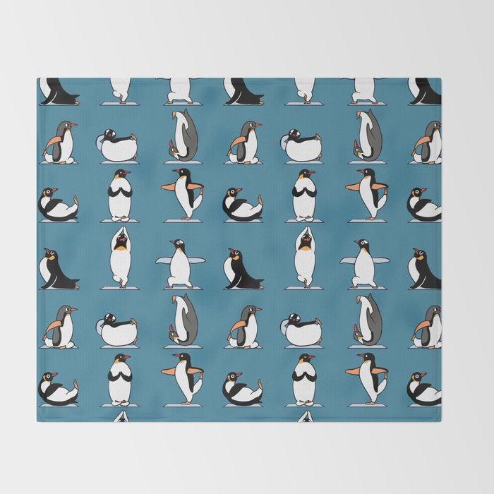 Penguin Yoga Throw Blanket Gallery Image 2