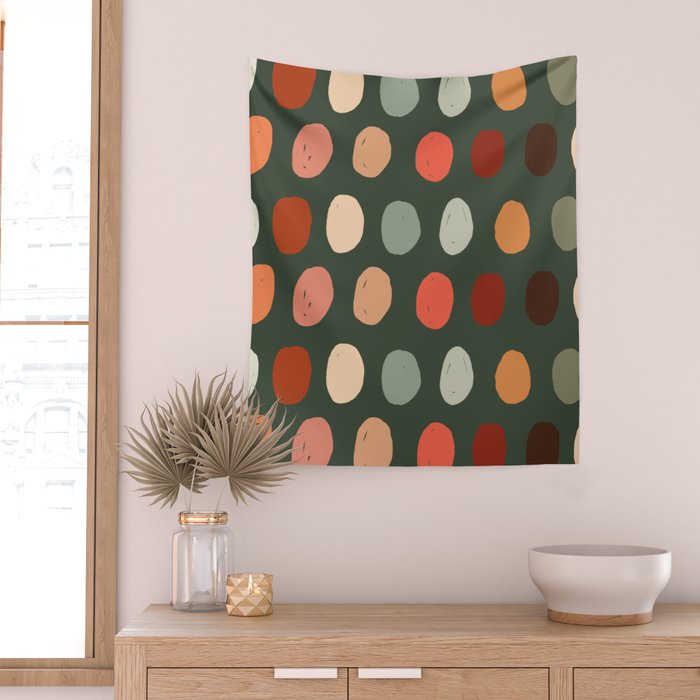 Hand drawn pastel dots pattern Wall Tapestry Gallery Image 2