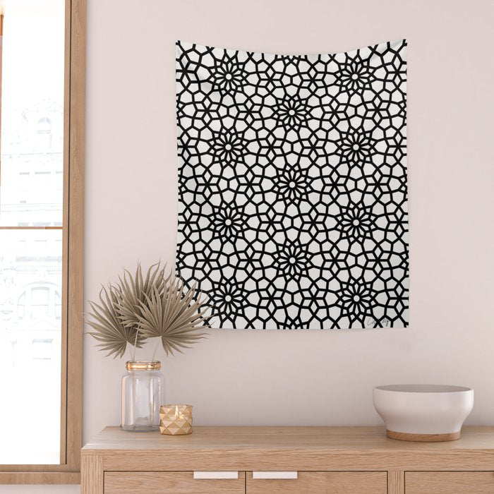 Persian Mosaic - Black Palette Wall Tapestry Gallery Image 2
