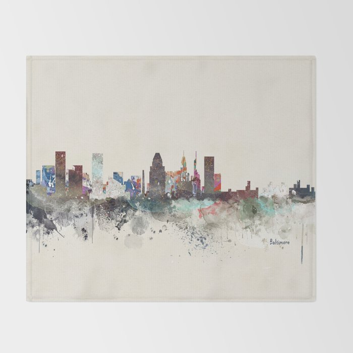 baltimore maryland skyline Throw Blanket Gallery Image 2