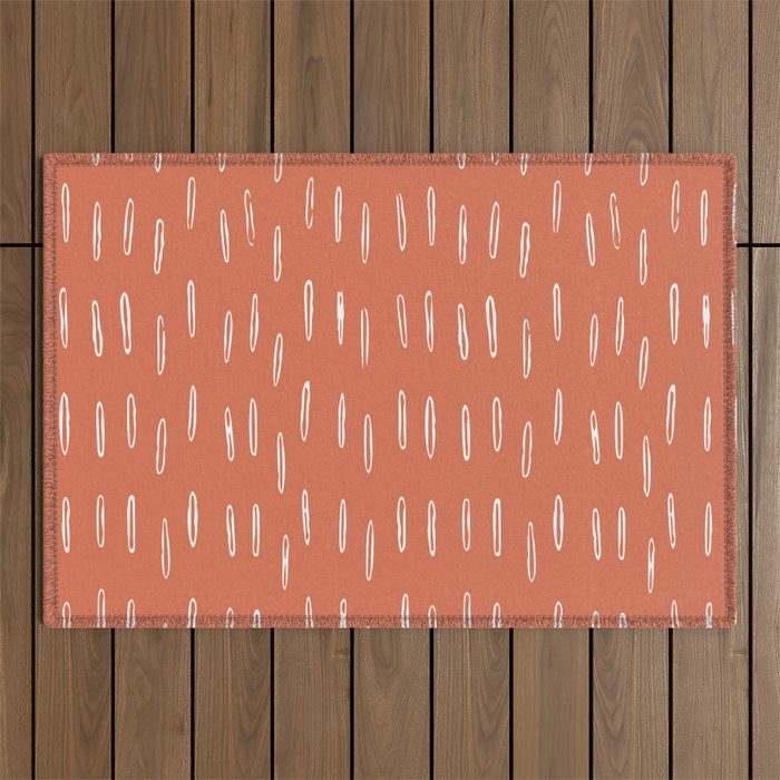 Boho, Raindrops Pattern in Terracotta Outdoor Rug Gallery Image 1