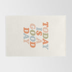 TODAY IS A GOOD DAY peach pink green blue yellow motivational typography inspirational quote decor Rug Gallery Image 2
