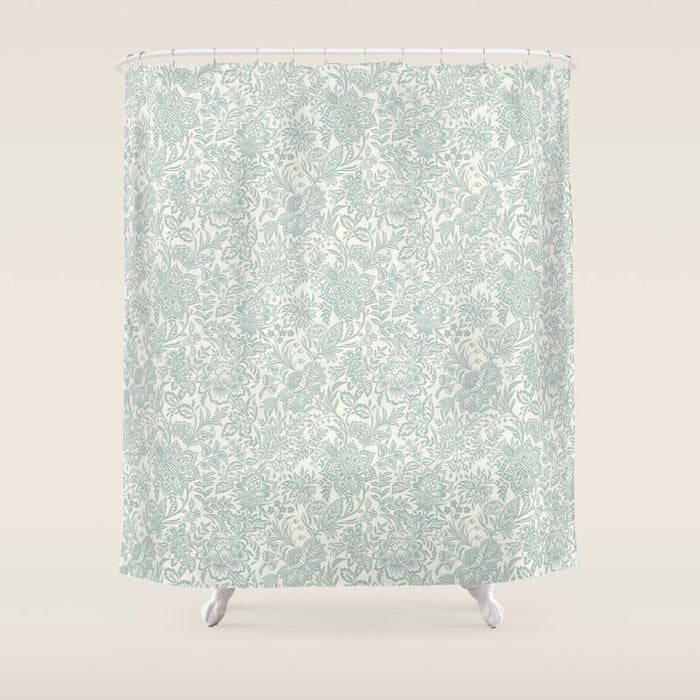 Jacobean Floral - sagebrush  Shower Curtain Gallery Image 1