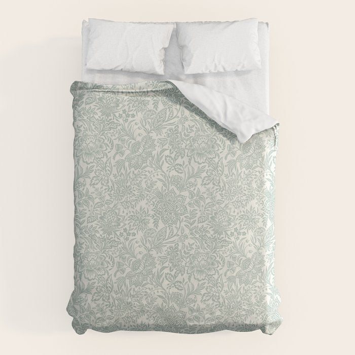 Jacobean Floral - sagebrush  Duvet Cover Gallery Image 6