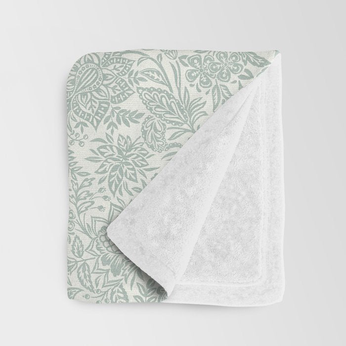 Jacobean Floral - sagebrush  Throw Blanket Gallery Image 3