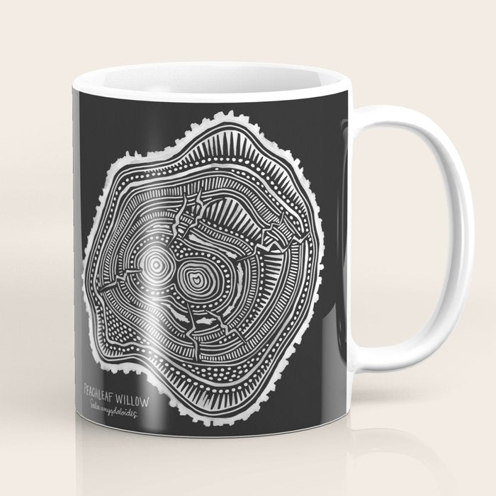 Peachleaf Willow â White on Black Coffee Mug Gallery Image 1