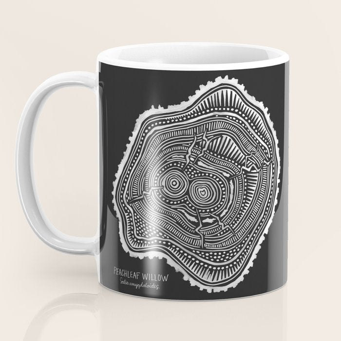 Peachleaf Willow â White on Black Coffee Mug Gallery Image 3