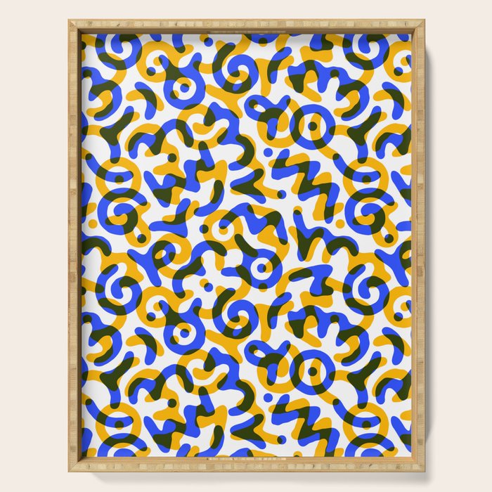 Abstract colorful doodle art pattern Serving Tray Gallery Image 1