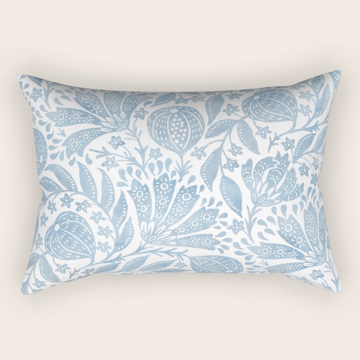 French Country Fig Garden In Blue Rectangular Pillow Gallery Image 1