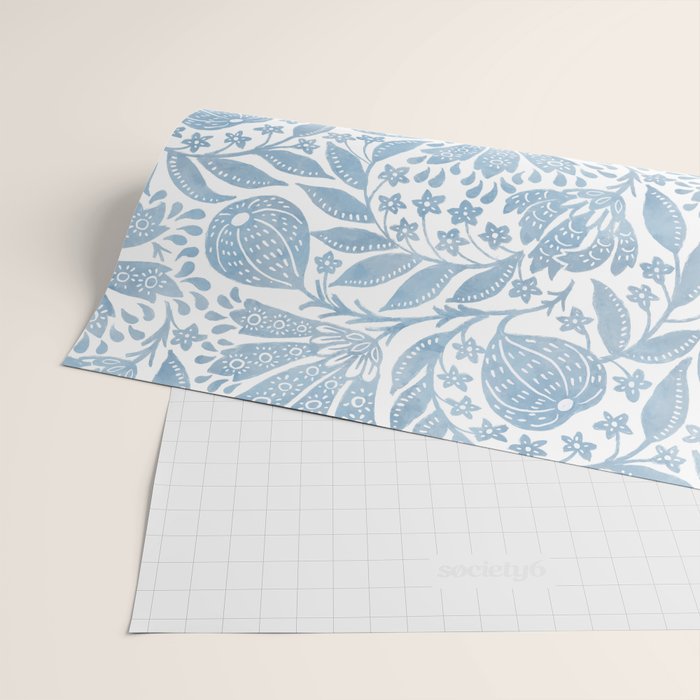 French Country Fig Garden In Blue Wrapping Paper Gallery Image 2